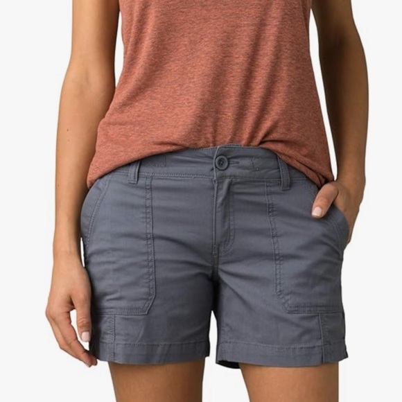 Prana Pants - Prana Grey Elle Shorts Size 14/32 5 Inch Inseam Cotton Stretch Mid Rise